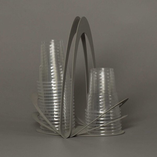 Arti e Mestieri Portabicchieri in metallo per bicchieri di plastica Origami Fango