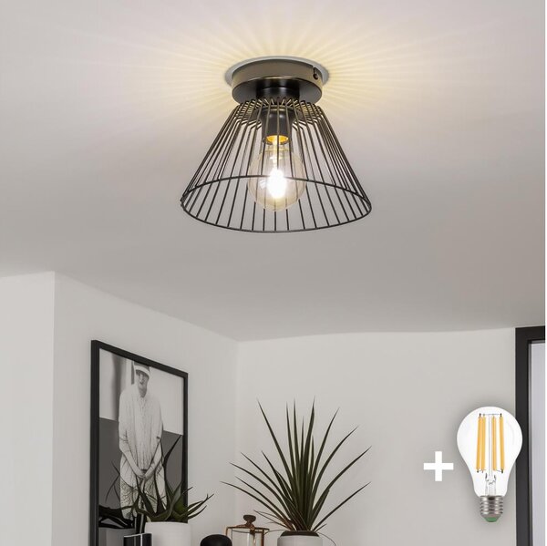 Brilagi - Plafoniera LED CERIA WIRE 1xE27/40W/230V, diam. 21 cm, nera