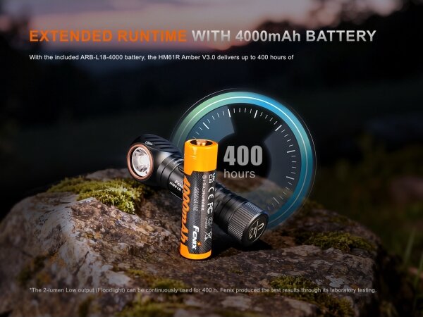 Fenix HM61RV30 - Lampada frontale ricaricabile a LED con intensità regolabile LED/USB 4000 mAh IP68 1800 lm 400 h nero