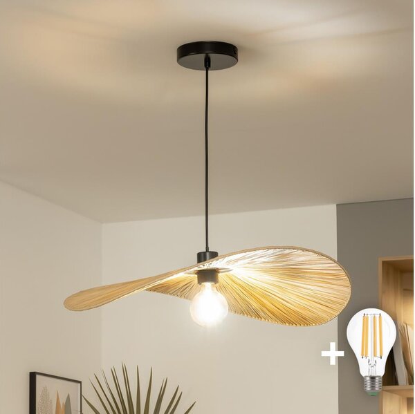 Brilagi - Lampadario LED sospeso con cavo CERIA BOHO 1xE27/40W/230V diam. 60 cm in rafia