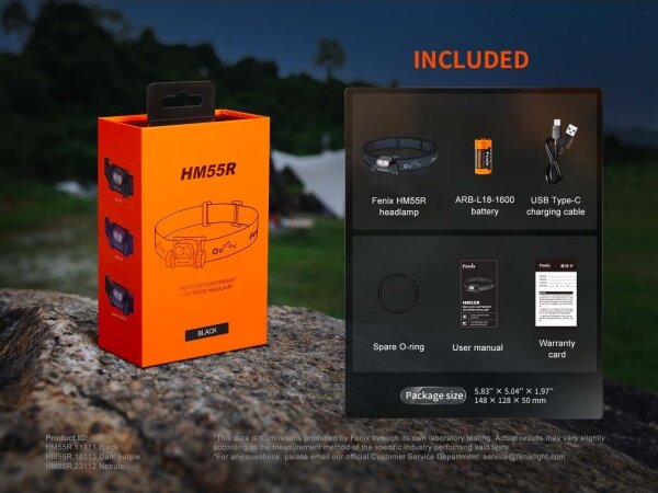 Fenix HM55RABL - Lampada frontale ricaricabile LED dimmerabile LED/USB 1600mAh IP68 1200lm 141,2 h nera