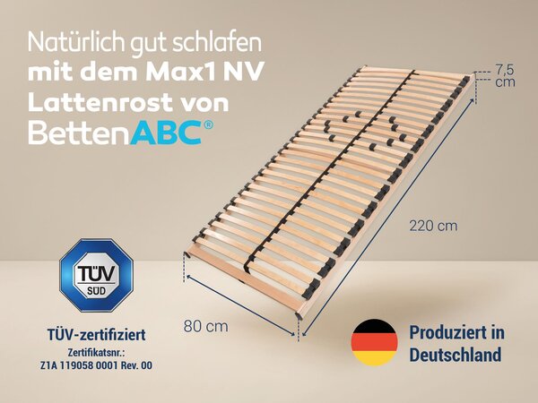 Telaio a doghe Max NV MZV per l'automontaggio con 28 doghe, guida continua, SÜD GS, dimensioni: 80x220