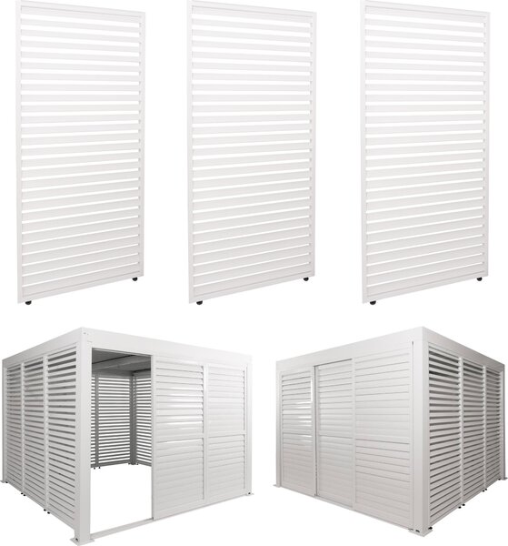 Set di 3 pannelli in alluminio per pergola HWC-L46, copertura di terrazze, modulo a doghe, 204x271cm ~ bianco