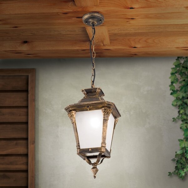 Orion - Lampada a sospensione per esterni AIKO 1xE27/60W/230V IP23 bronzo/patina