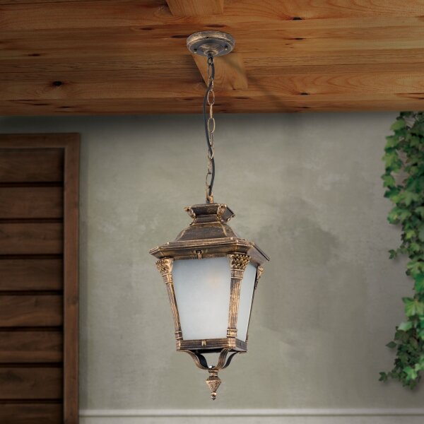 Orion - Lampada a sospensione per esterni AIKO 1xE27/60W/230V IP23 bronzo/patina