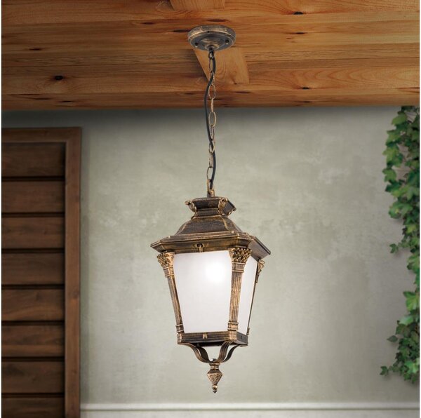 Orion - Lampada a sospensione per esterni AIKO 1xE27/60W/230V IP23 bronzo/patina