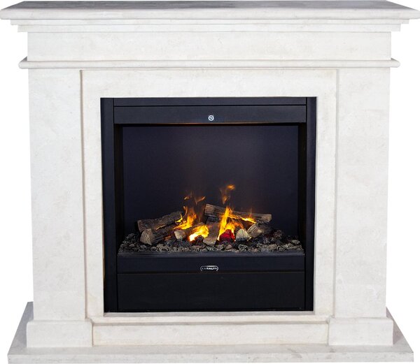 Caminetto a vapore acqueo Xaralyn - Kos EAL-SWP - pietra naturale lucidata bianca - riscaldatore da 1500 watt - con telecomando - caminetto elettrico Opti-Myst - caminetto da incasso incluso - caminetto decorativo