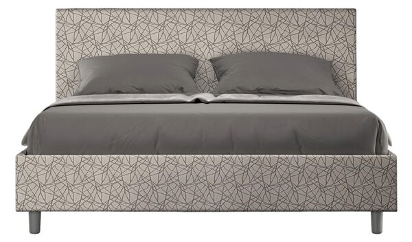 Letto matrimoniale ADELE con testata e Letto imbottiti, tessuto ERA 2, dimensioni 160x190 cm effetto Rete colore bianco
