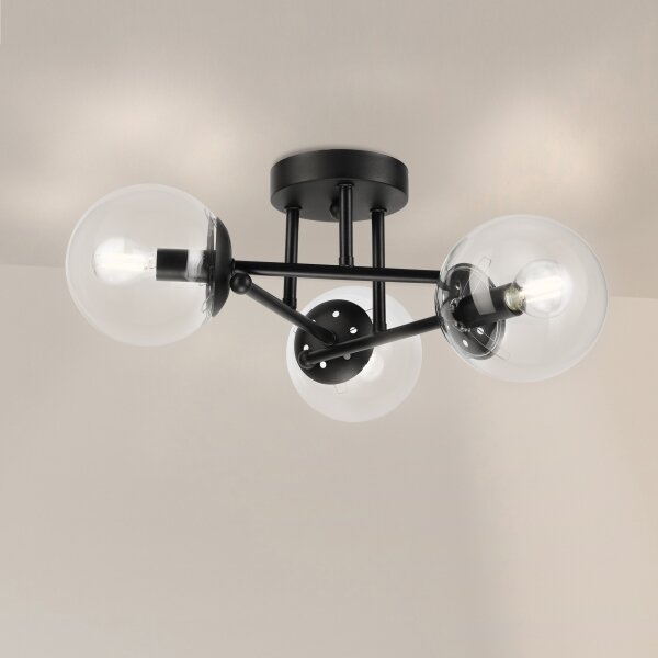 Brilagi - Lampadario a plafone MALIVA 3xE14/15W/230V nero/trasparente