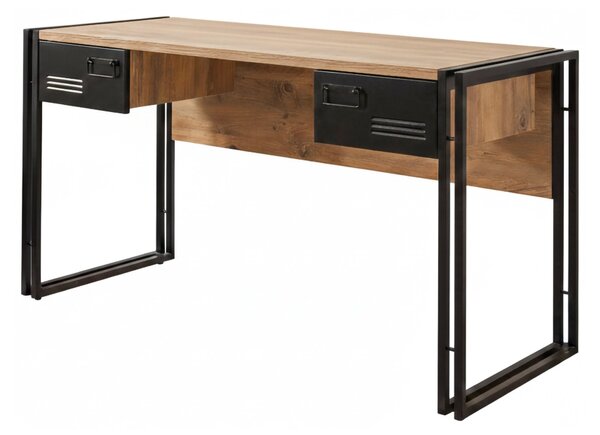 Scrivania lineare quercia e nera 139x60cm metallo - Grimilde