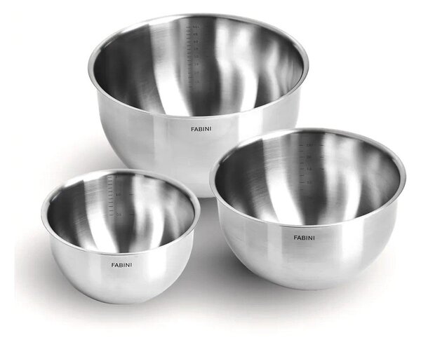 Set di ciotole argentate in acciaio inox 3 pz ø 24 cm Lucca 3.0 – FABINI