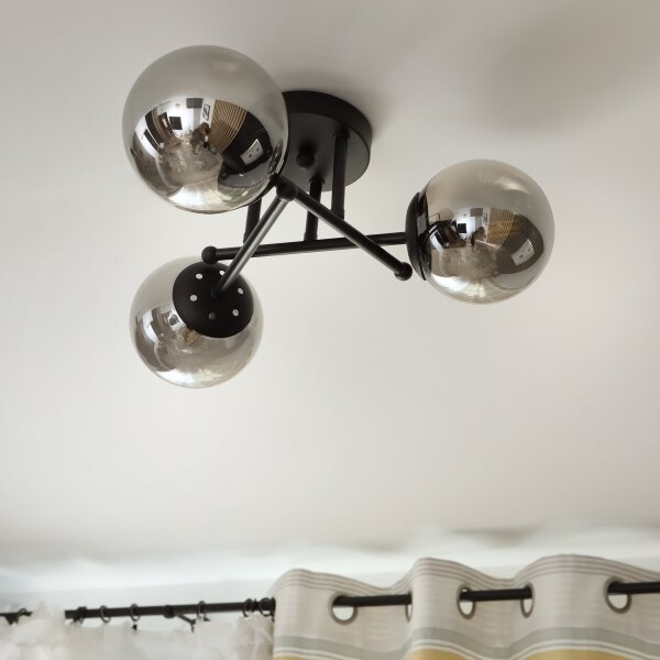 Brilagi - Lampadario a soffitto MALIVA 3xE14/15W/230V nero/fumé