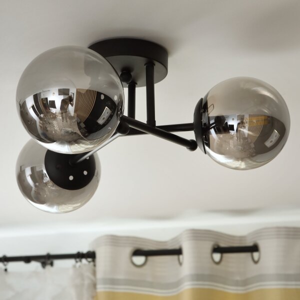 Brilagi - Lampadario a soffitto MALIVA 3xE14/15W/230V nero/fumé