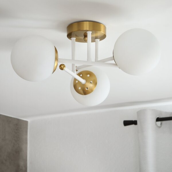 Brilagi - Lampadario a montaggio superficiale MALIVA 3xE14/15W/230V dorato/bianco