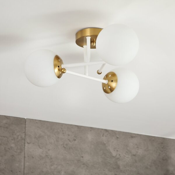 Brilagi - Lampadario a montaggio superficiale MALIVA 3xE14/15W/230V dorato/bianco