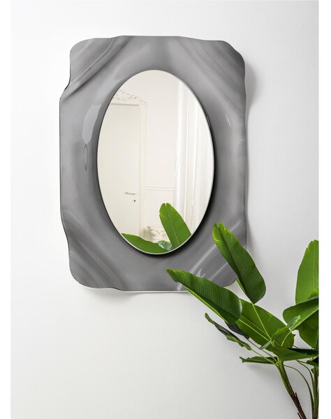 Specchio rettangolare posizionabile Verticale o Orizzontale in Plexiglass Linea DRAPPEGGI Dimensioni , 72x11x h 95 cm - Colore Grigio Fum�