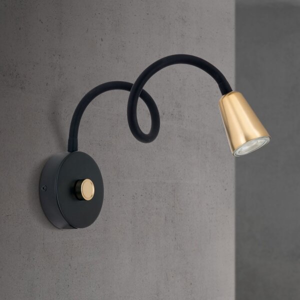 Orion - Lampada da parete flessibile dimmerabile DOTTY 1xGU10/10W/230V nera/ottone