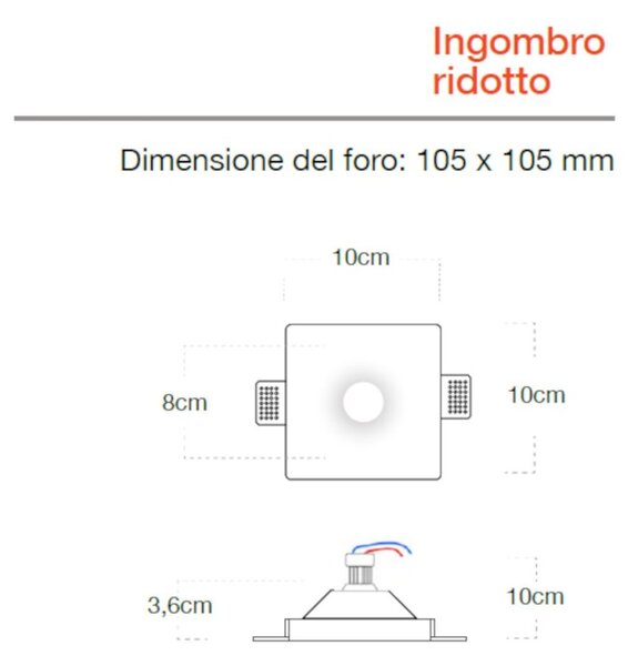 Faretto incasso lampadari bartalini ante gu10 led gesso verniciabile - Lampadari Bartalini Gesso