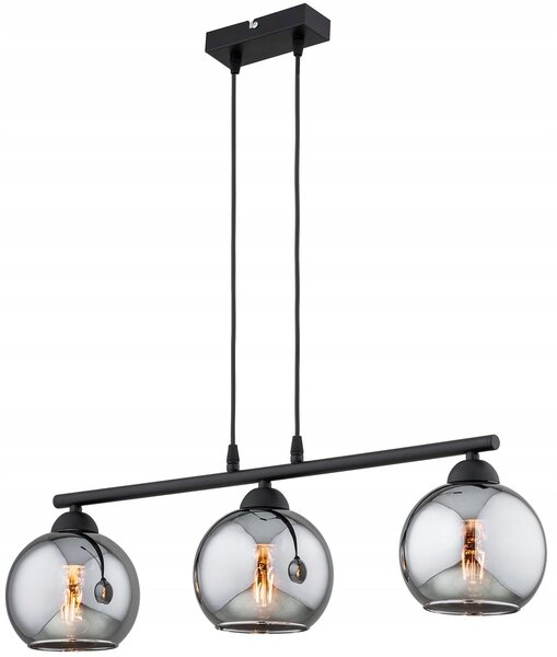 Lampada a sospensione KAR-LIGHTING a 3 luci, nera, in vetro e metallo, regolabile in altezza – Lampada a barra per sala da pranzo, soggiorno, E27