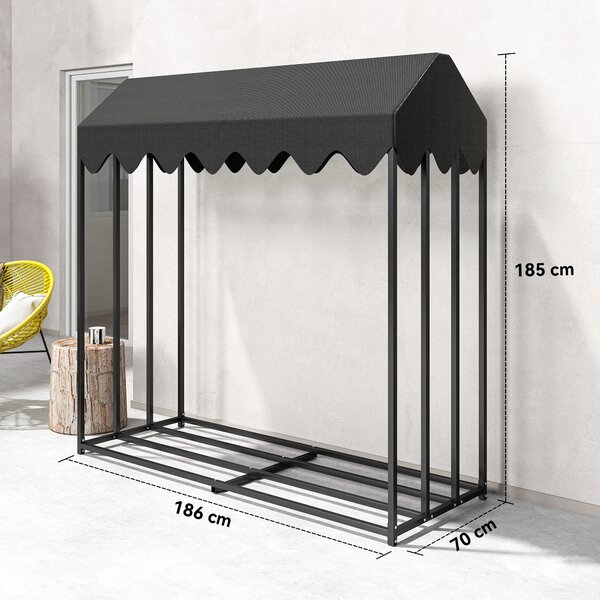 Outsunny Portalegna da esterno, con copertura 600D Oxford capacità 1,9 m³, acciaio 186x70x185cm nero | Aosom Italy