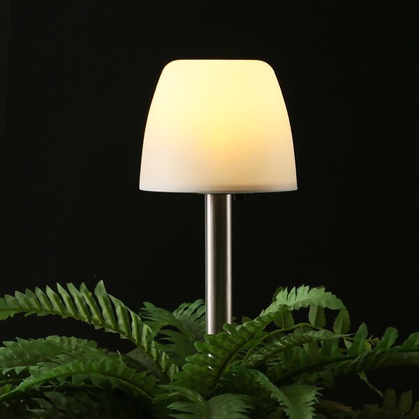 Lampada solare a LED per esterni - Lampada da giardino - LED bianco caldo - Altezza: 28 cm - Punta da inserire nel terreno - Colore: bianco opaco