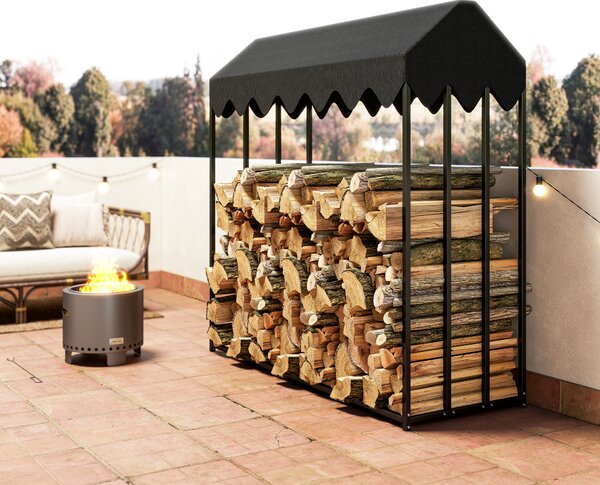 Outsunny Portalegna da esterno, con copertura 600D Oxford capacità 1,9 m³, acciaio 186x70x185cm nero | Aosom Italy