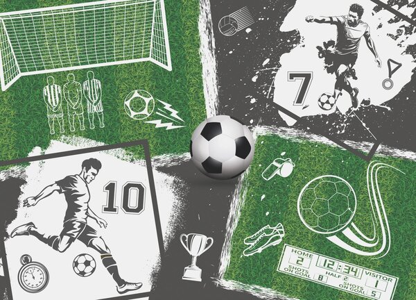 Carta da parati Azione di calcio sul campo, Carta da parati Calcio, Carta da parati popolare, w03121 - Tapeko.it