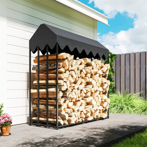 Outsunny Portalegna da esterno, con copertura 600D Oxford capacità 1,9 m³, acciaio 186x70x185cm nero | Aosom Italy