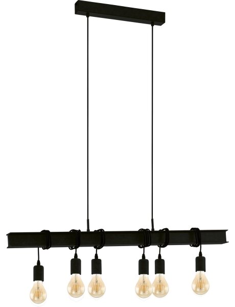 Eglo 43712 - Lampadario a sospensione con filo TOWNSHEND 6xE27/60W/230V nero