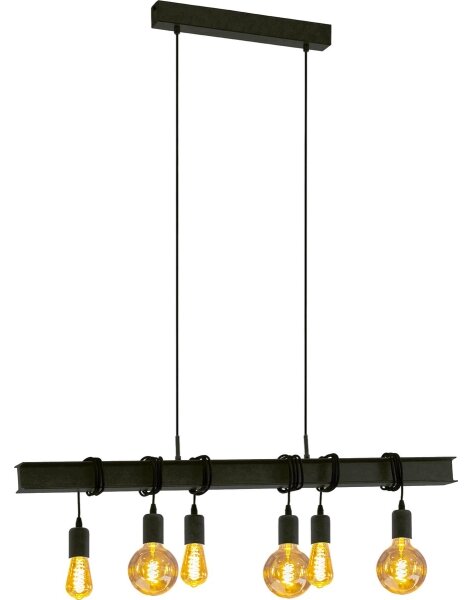 Eglo 43712 - Lampadario a sospensione con filo TOWNSHEND 6xE27/60W/230V nero