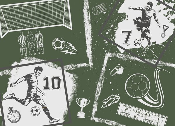 Carta da parati Collage di immagini sportive varie, Carta da parati Calcio, Carta da parati popolare, w03122v2 - Tapeko.it