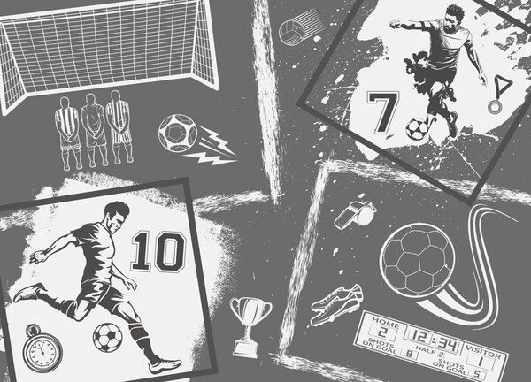 Carta da parati Azione calcistica in stile monocromatico, Carta da parati Calcio, Carta da parati popolare, w03122v1 - Tapeko.it