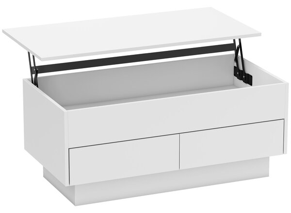 HOMCOM Tavolino da salotto con scomparto nascosto e 2 cassetti, 100 x 50 x 44 cm, bianco | Aosom Italy