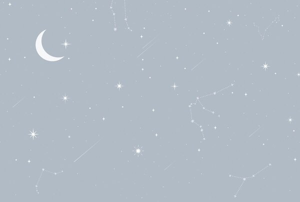 Carta da parati Luna e stelle nel cielo, Carta da parati Spazio, Carta da parati popolare, w03144 - Tapeko.it