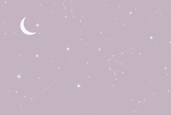 Carta da parati Luna e stelle nel cielo, Carta da parati Spazio, Carta da parati popolare, w03144v2 - Tapeko.it