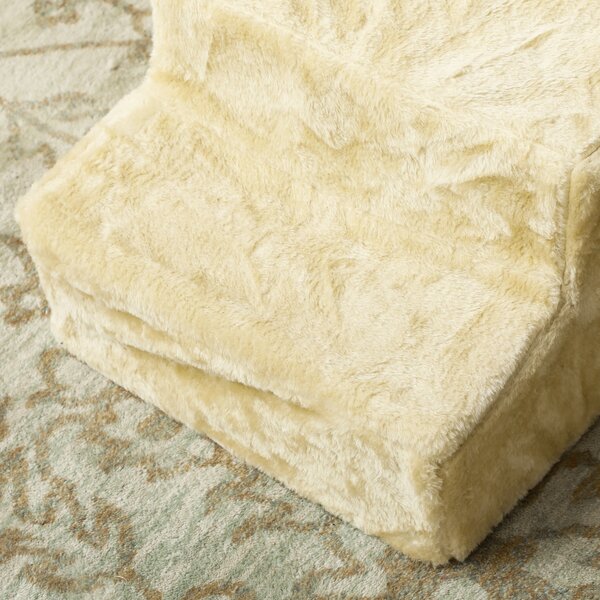 PawHut Scala per Cani a 3 Gradini con Fodera Rimovibile e Lavabile Rampa per Cani per Letto Divano 46x35x35 cm Beige | Aosom Italy