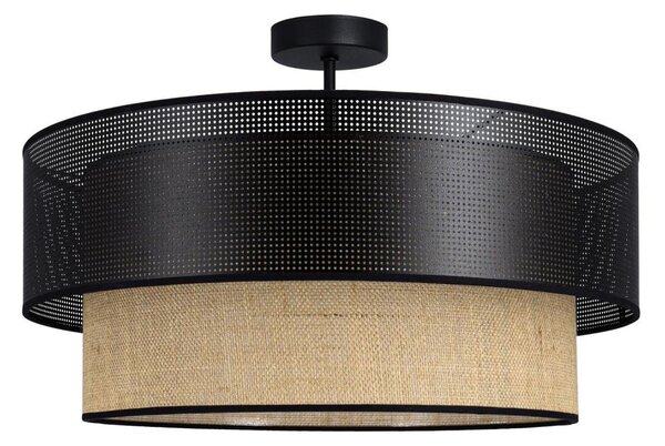 Plafoniera BORHO a montaggio superficiale 1xE27/60W/230V diam. 40 cm nero/iuta