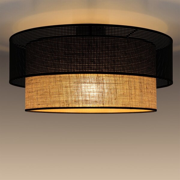 Plafoniera BORHO 1xE27/60W/230V, diam. 50 cm, nero/iuta