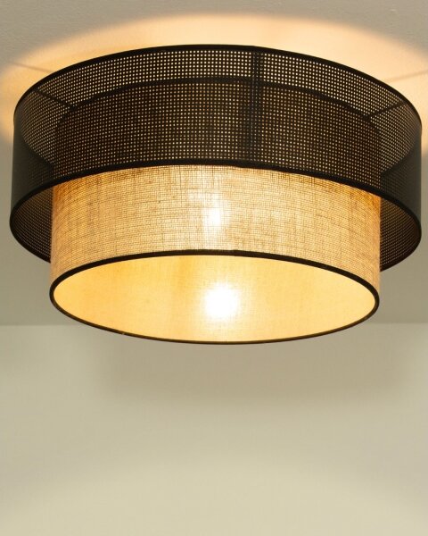 Plafoniera BORHO 1xE27/60W/230V, diam. 50 cm, nero/iuta