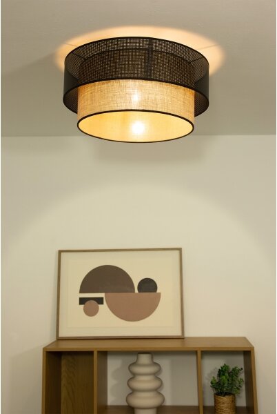 Plafoniera BORHO 1xE27/60W/230V, diam. 50 cm, nero/iuta