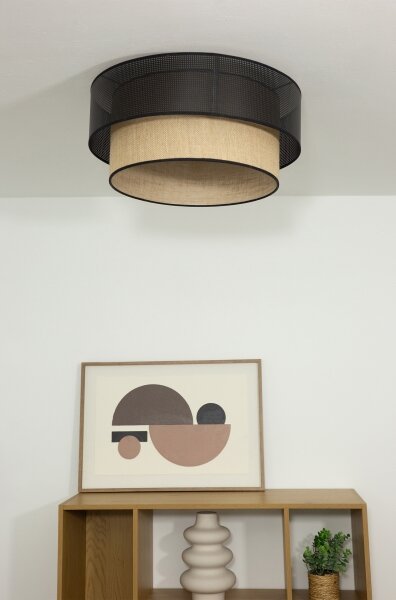 Plafoniera BORHO 1xE27/60W/230V, diam. 50 cm, nero/iuta