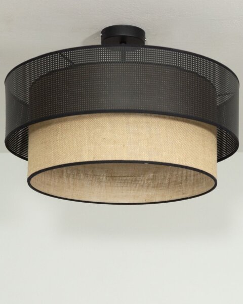Plafoniera BORHO a montaggio superficiale 1xE27/60W/230V diam. 40 cm nero/iuta