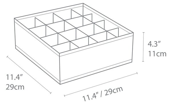 Organizzatore per cassetti grigio con 16 scomparti - Bigso Box of Sweden