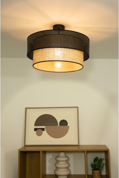 Plafoniera BORHO a montaggio superficiale 1xE27/60W/230V diam. 40 cm nero/iuta