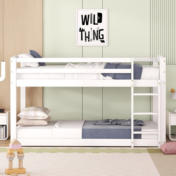 Letto a Castello per Bambini 6+ Anni, 90x200 cm, Struttura in Legno, Senza Materasso, Bianco | Aosom Italy