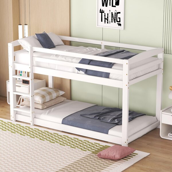 Letto a Castello per Bambini 6+ Anni, 90x200 cm, Struttura in Legno, Senza Materasso, Bianco | Aosom Italy