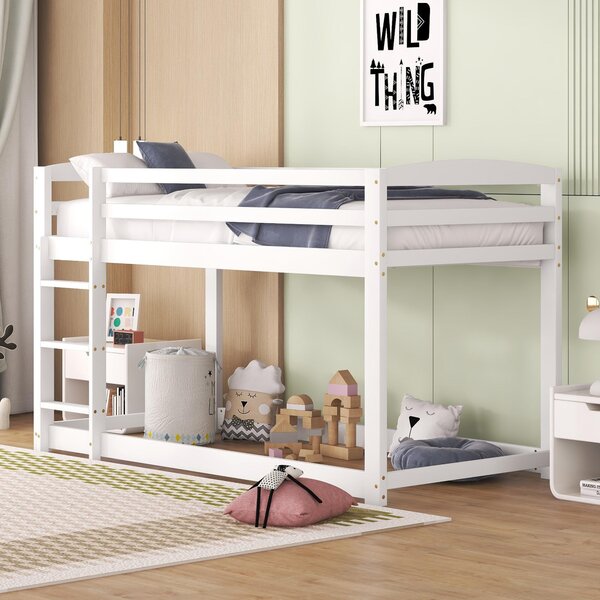 Letto a Castello per Bambini 6+ Anni, 90x200 cm, Struttura in Legno, Senza Materasso, Bianco | Aosom Italy