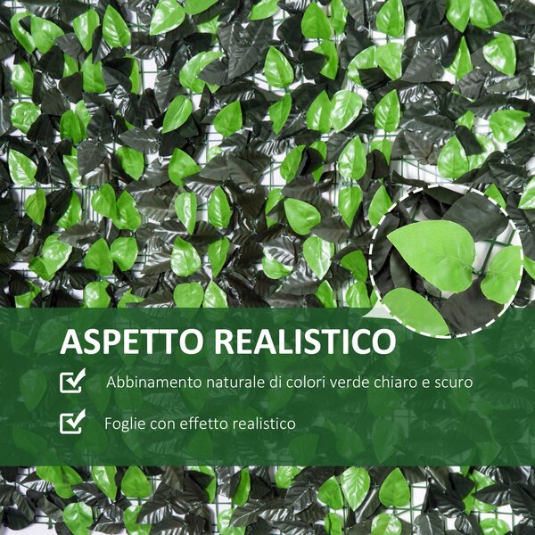 Outsunny Rotolo Siepe Artificiale Finta Sempreverde Artificiale Sintetica ,Siepe Finta Siepe Artificiale 1×3m Recinzione|Aosom