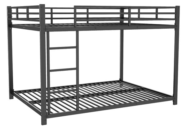 Letto a Castello per Bambini 6+ Anni in Metallo 140x200 cm, Senza Materasso, Nero | Aosom Italy