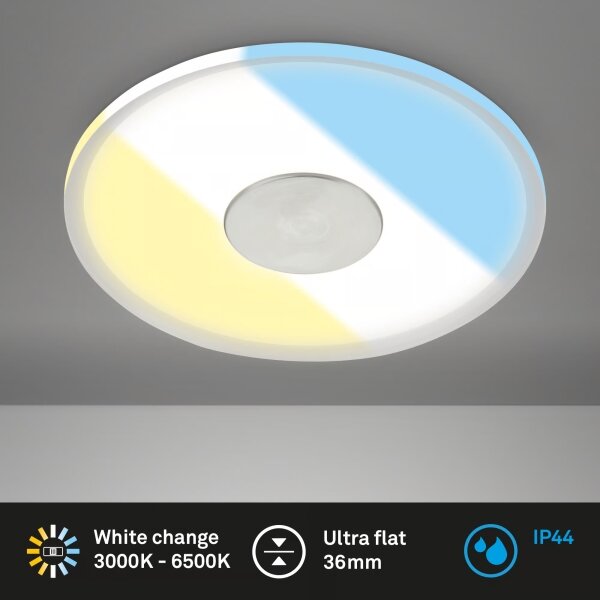 Briloner 7480019 - Plafoniera da incasso a LED per bagno, 6W/230V, 3000/4000/6500K, IP44, bianca